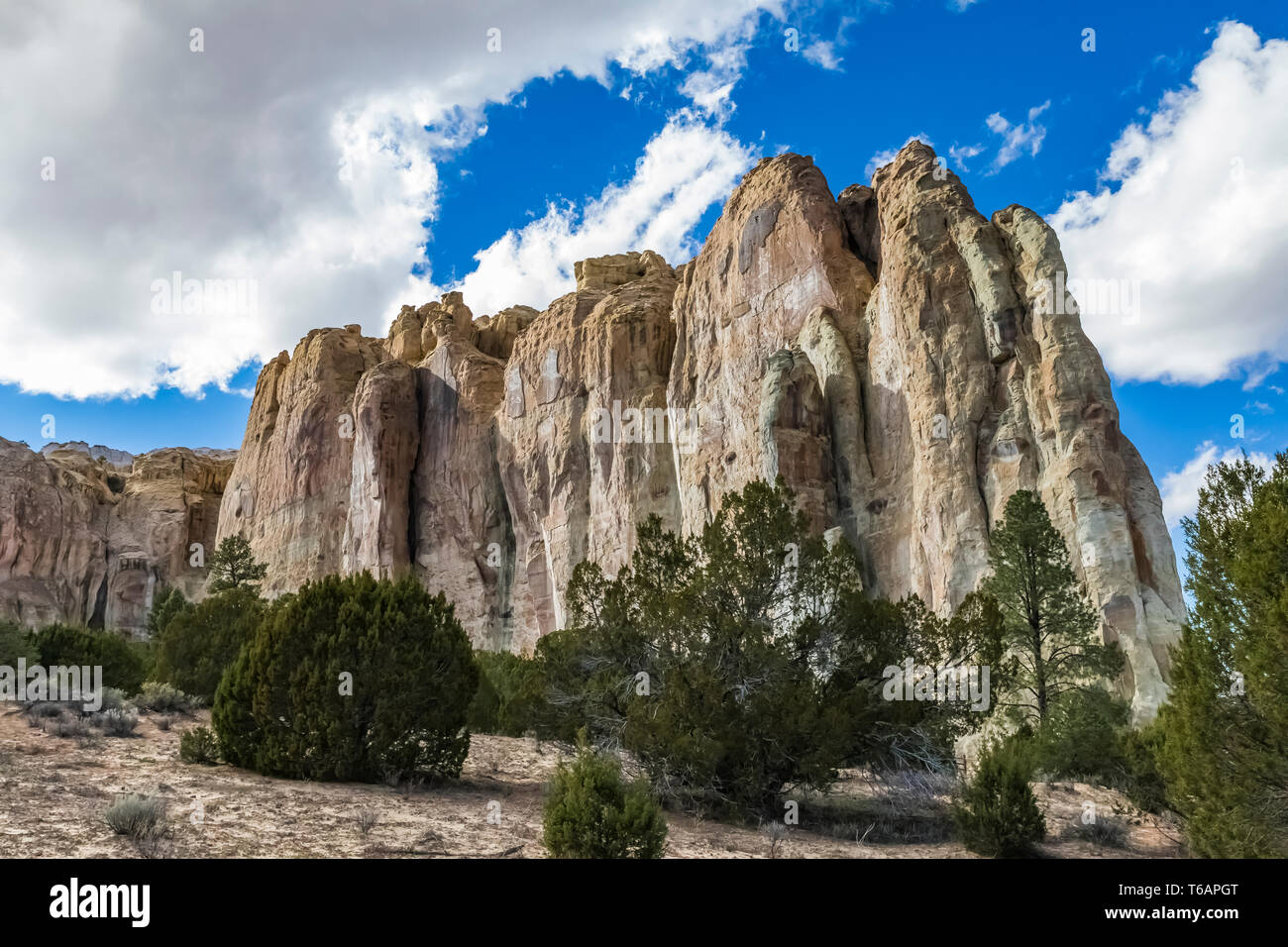 Inscription Rock views from along the Inscription Rock Trail in El Morro National Monument, New Mexico, USA Stock Photo