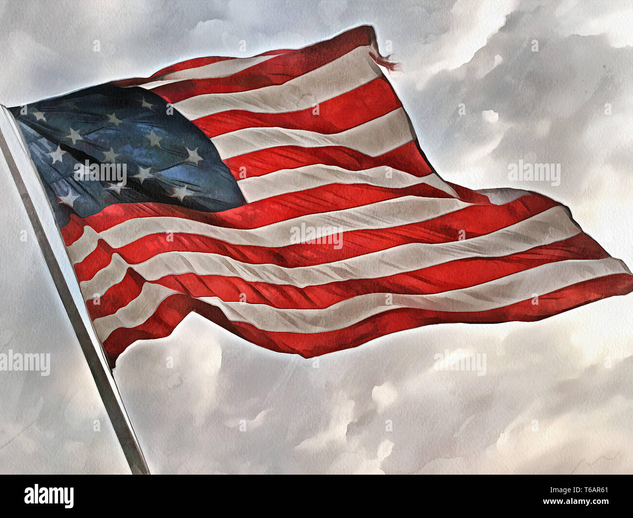 Painted image of the American flag Stock Photo