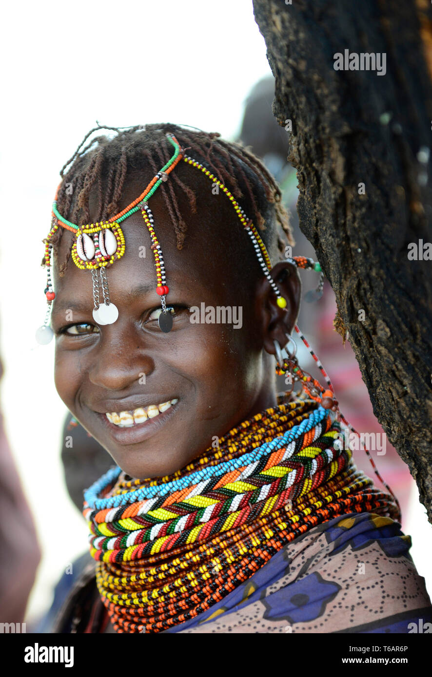 Portrait of a beautiful Turkana girl. Stock Photo