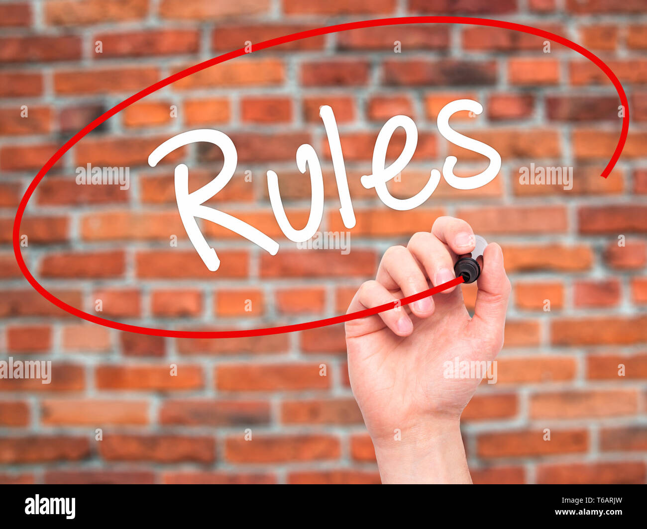 Man Hand writing Rules with black marker on visual screen Stock Photo ...