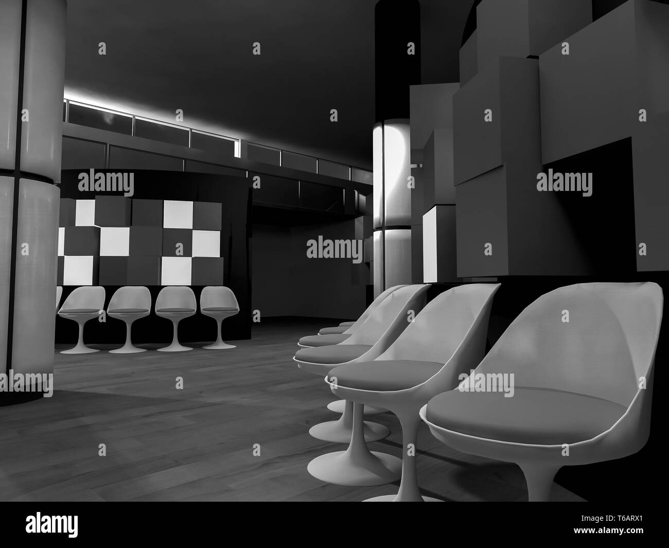 Waiting Room With Chairs In Hospital Clean Room With Shapes In 3d
