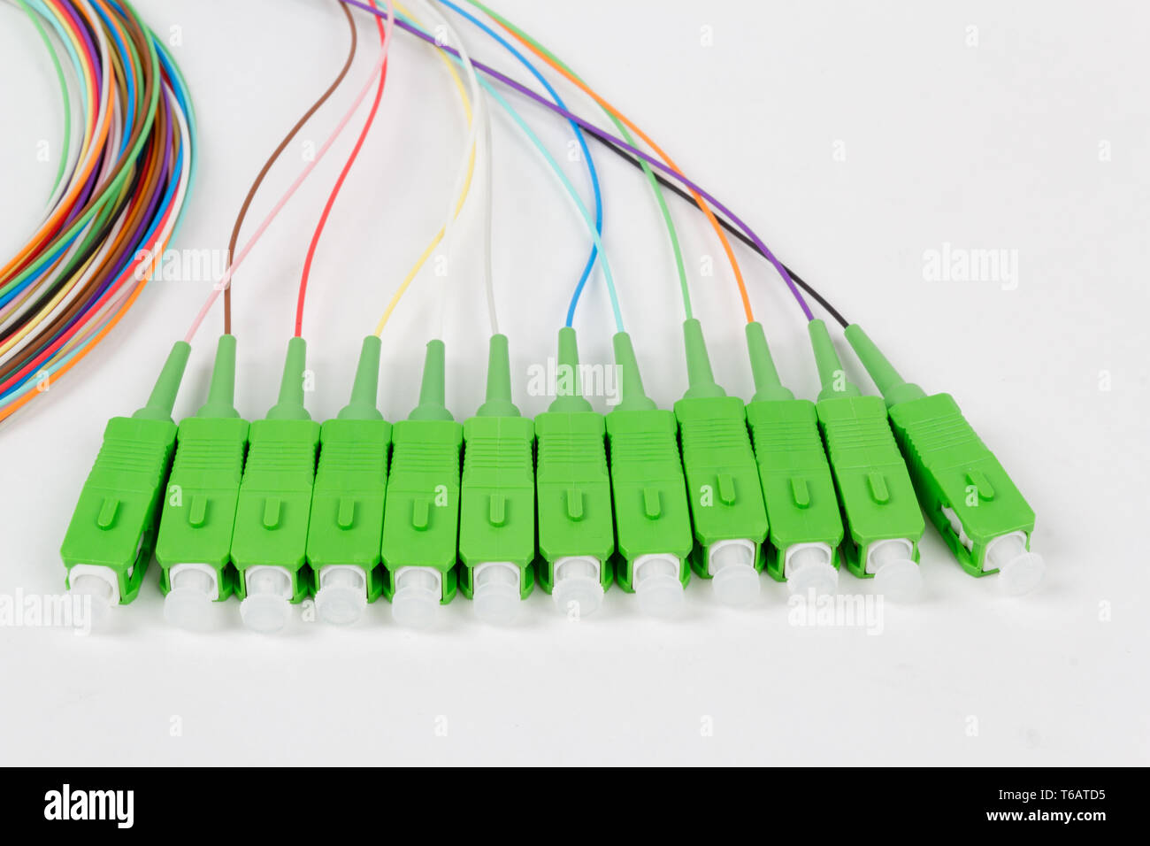 green fiber optic SC connectors Stock Photo - Alamy