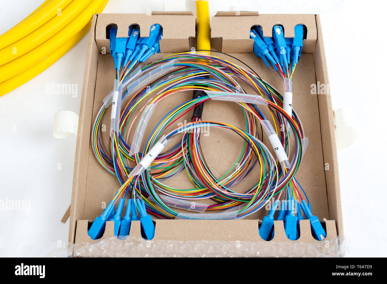 blue fiber optic SC connectors Stock Photo Alamy