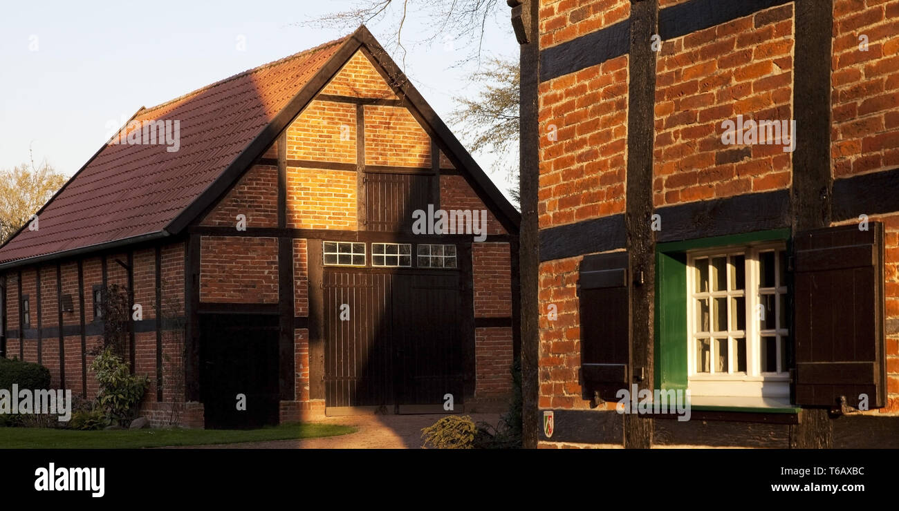 halftimbered houses on the square Burgplatz, OeldeStromberg North RhineWestphalia, Germany