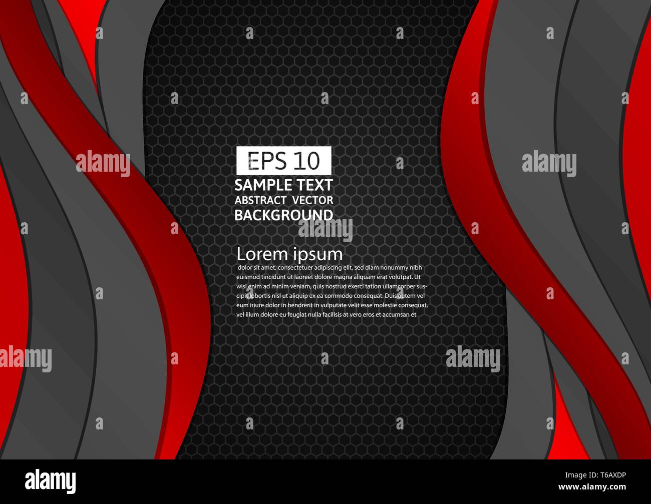 Black and red color geometric curve abstract background with copy space ...