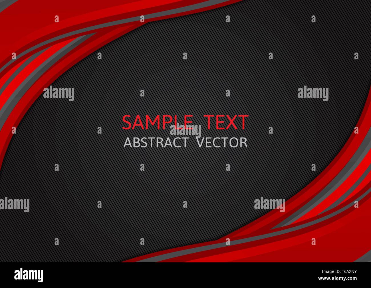 Red and Black color wave abstract vector background with copy space ...