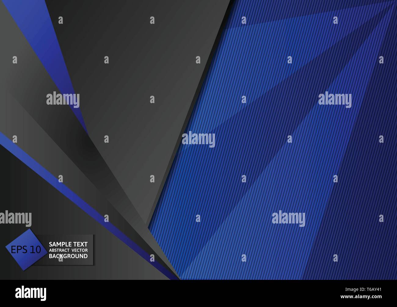 Abstract geometric blue and black color background with copy space ...