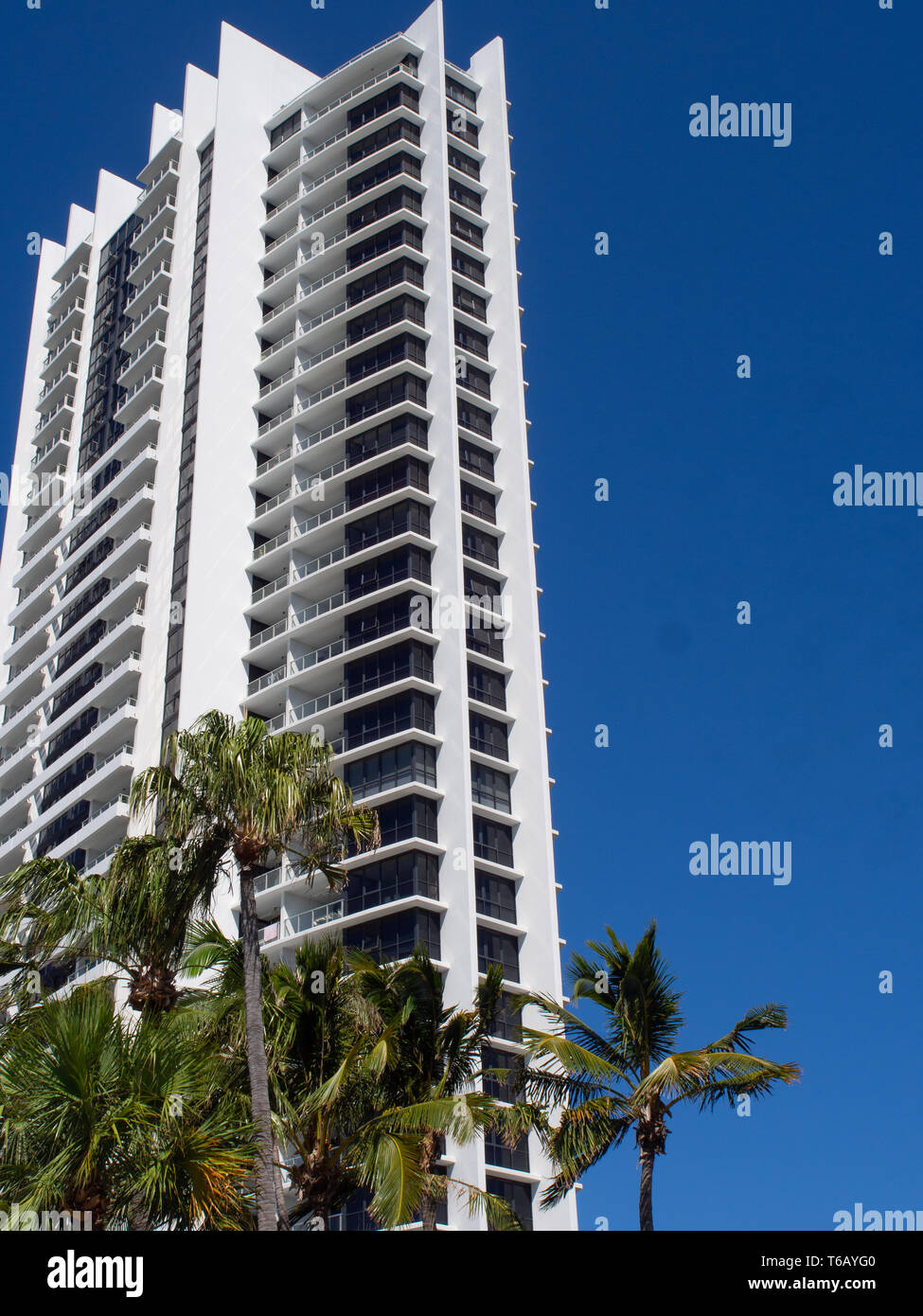 Tall White Apartment Building On The Gold Coast Stock Photo