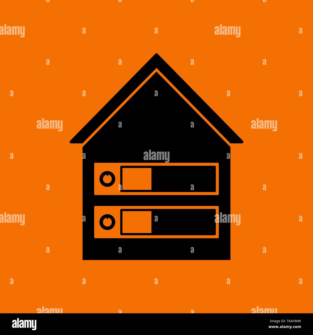 Datacenter Icon. Black on Orange background. Vector illustration. Stock Vector