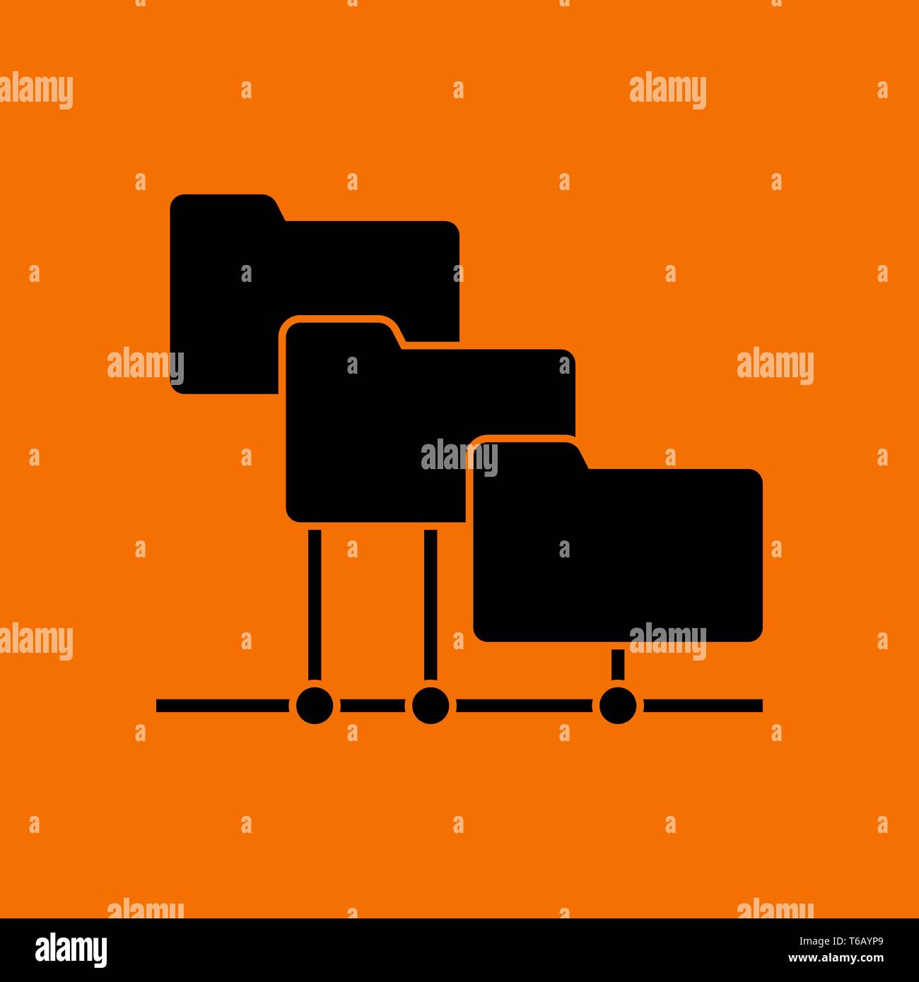 Folder Network Icon. Black on Orange background. Vector illustration. Stock Vector