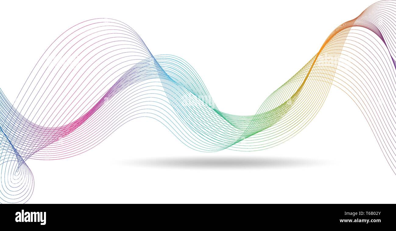 Vector rainbow waves lines gradient colorful on white background Stock Vector
