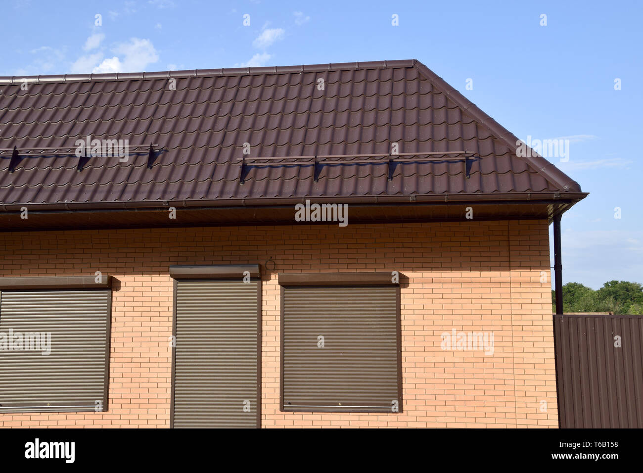The roof of corrugated sheet on a building Stock Photo Alamy