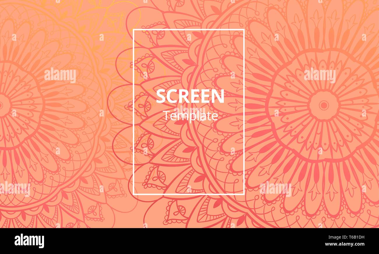 Computer screen design template with sofisticated mandala. Ethnic Mandala ornament. Stock Vector