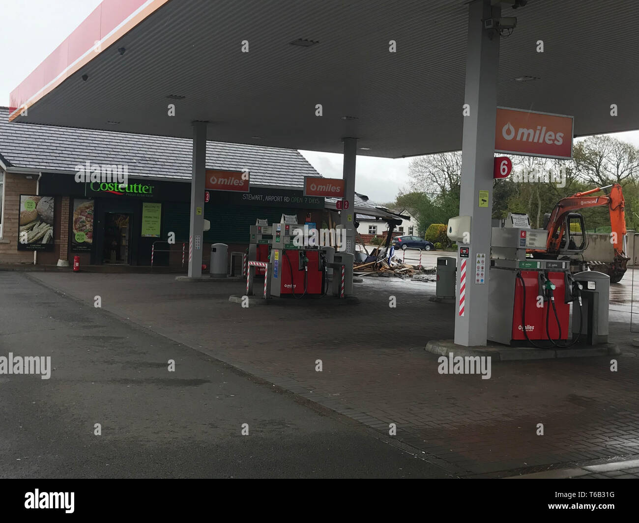 The scene at a fuel station at Tully Road, Nutts Corner, Antrim, where