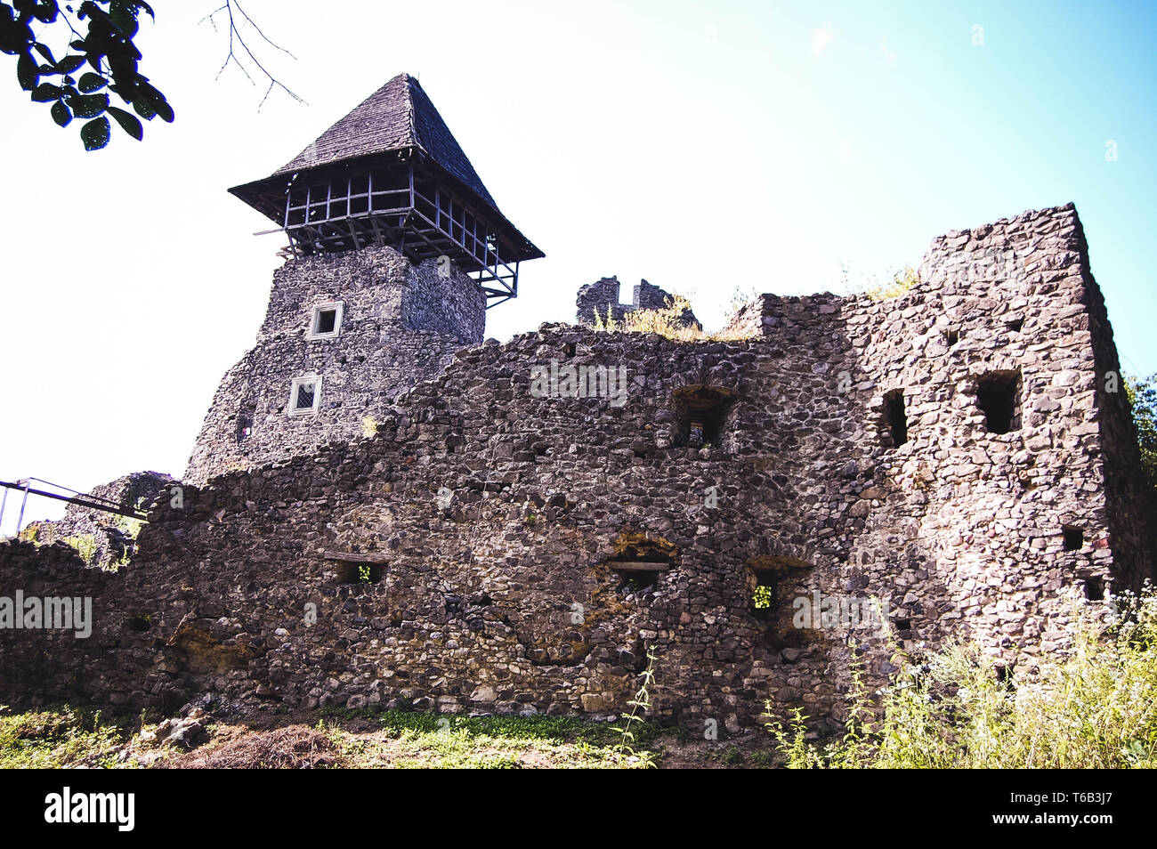 old castle ruins, sunny day and a clear sky, the filter Stock Photo