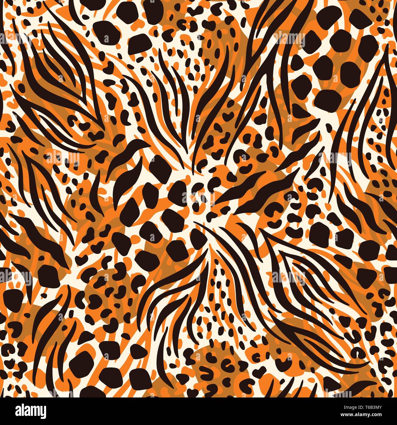 Abstract Hand Drawn Combined Animal Skin Vector Seamless Pattern