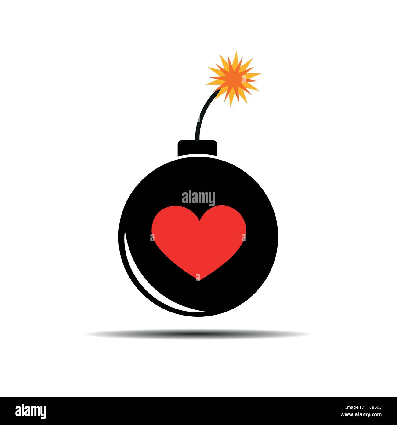 burning bomb with heart for dangerous love and passion vector illustration EPS10 Stock Vector