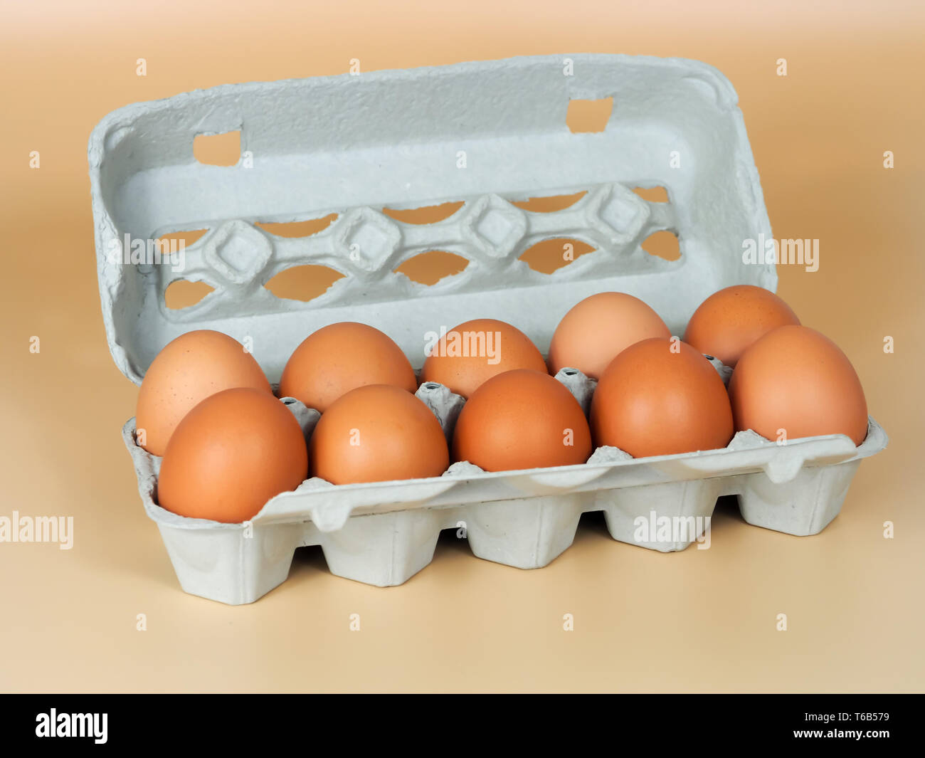 ten pack of fresh big brown eggs from happy free running chickens Stock ...