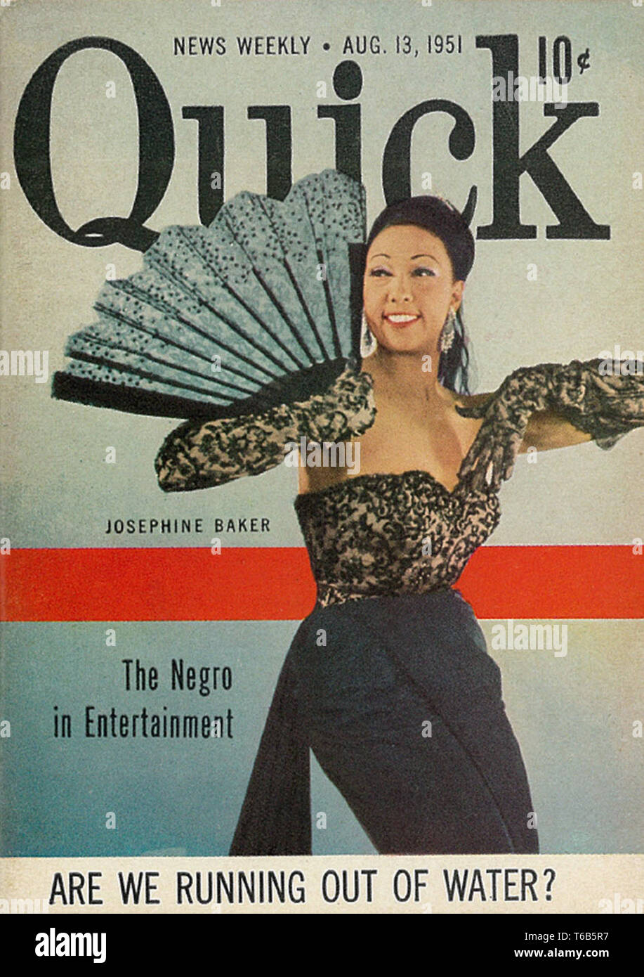 Vintage movie magazine cover - Quick Magazine with Dancer, Singer, Actress Josephine Baker, 1951 Stock Photo