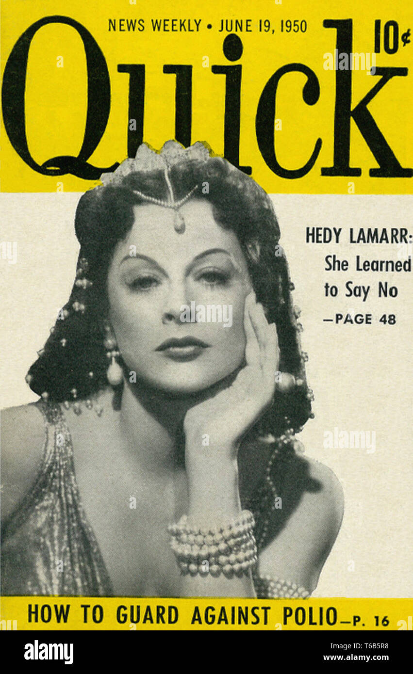 Vintage movie magazine cover Quick Magazine with Film Actress Hedy