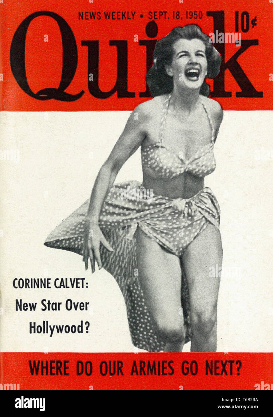 Vintage movie magazine cover - Quick Magazine with French  Actress Corinne Calvet, 1950 Stock Photo