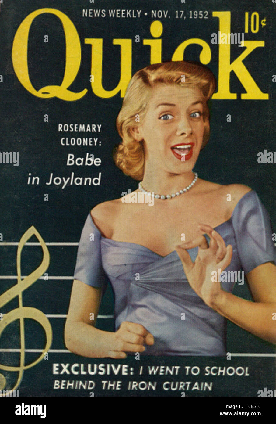 Vintage movie magazine cover - Quick Magazine with Singer Actress Rosemary Clooney, 1952 Stock Photo