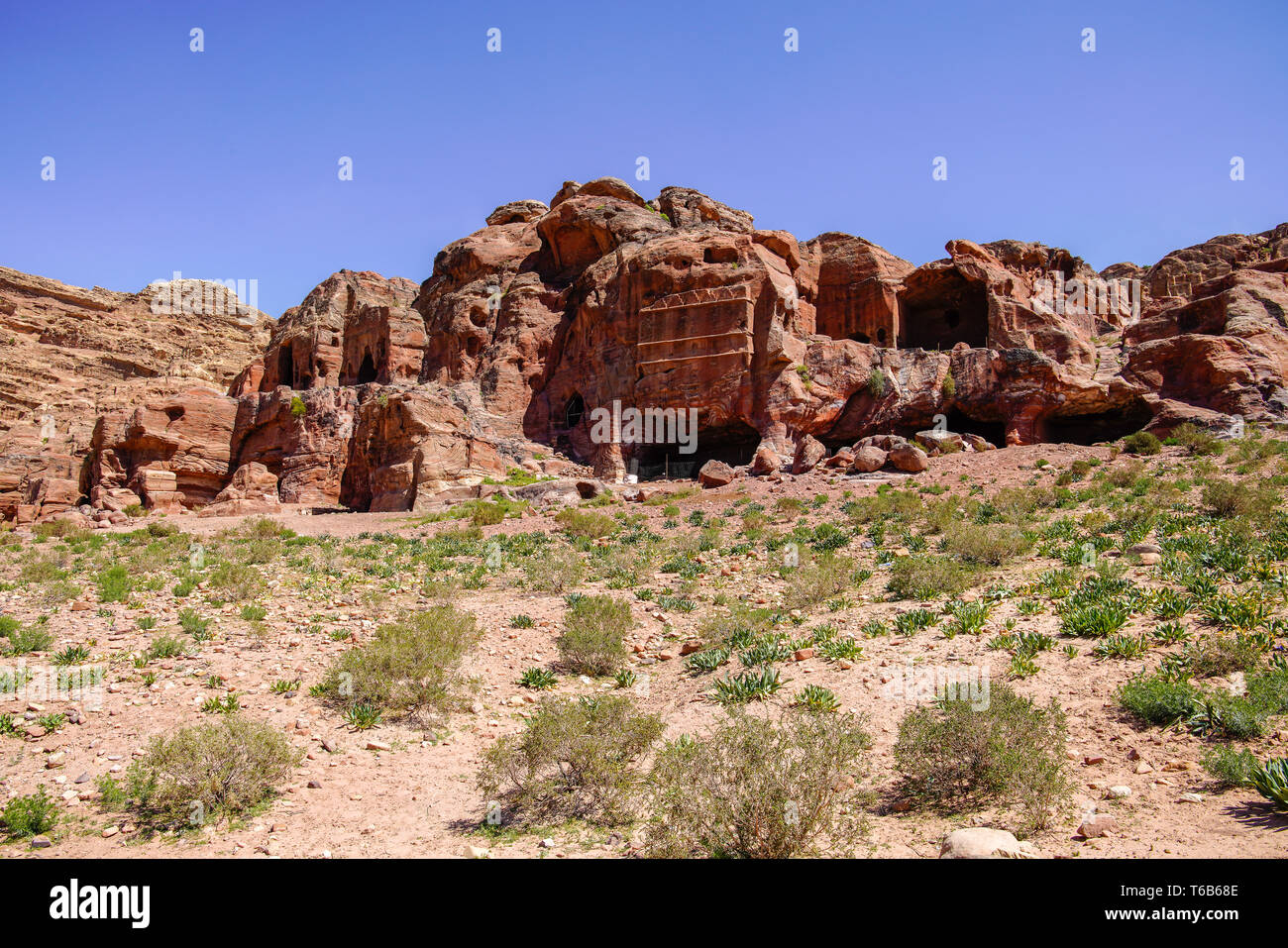 Petra with ancient caverns and tombs hi-res stock photography and ...