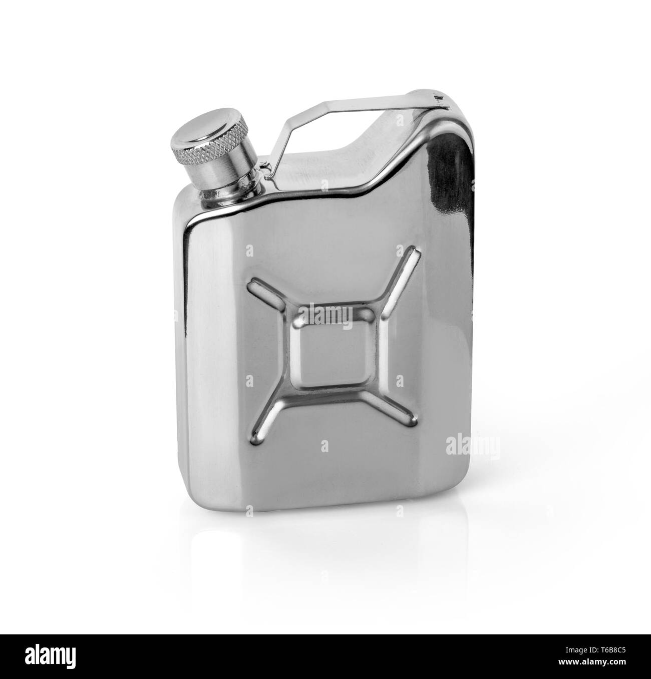 Stainless hip flask isolated on white with clipping path Stock Photo
