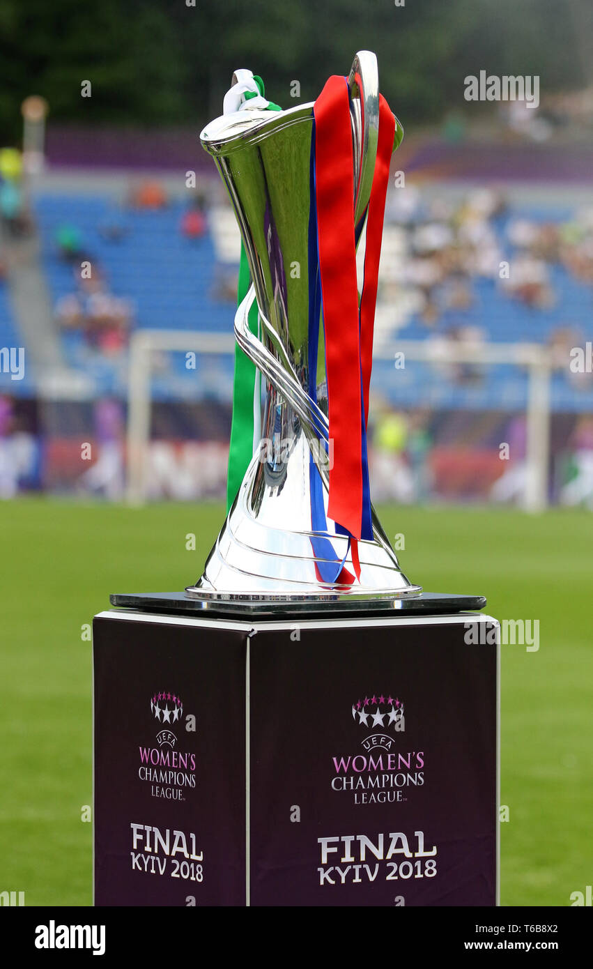 UEFA Women's Champions League Trophy (Cup) presents before the final game between VFL Wolfsburg and Olympique Lyonnais Stock Photo