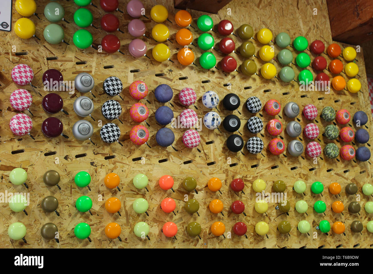 Colorful bike bells in Amsterdam shop Stock Photo Alamy