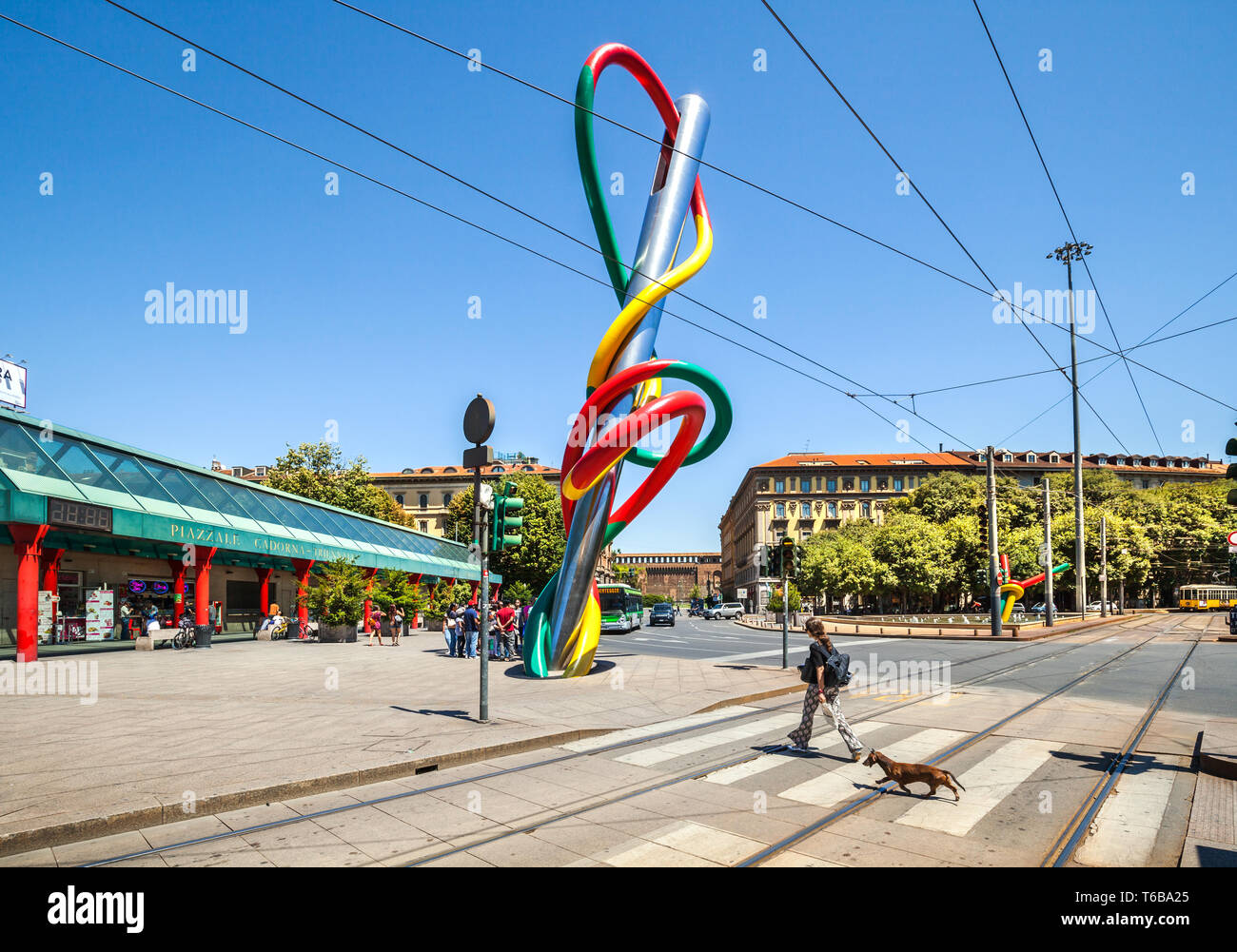 Needle sculpture of Cadorna square, in Milan. Stock Photo