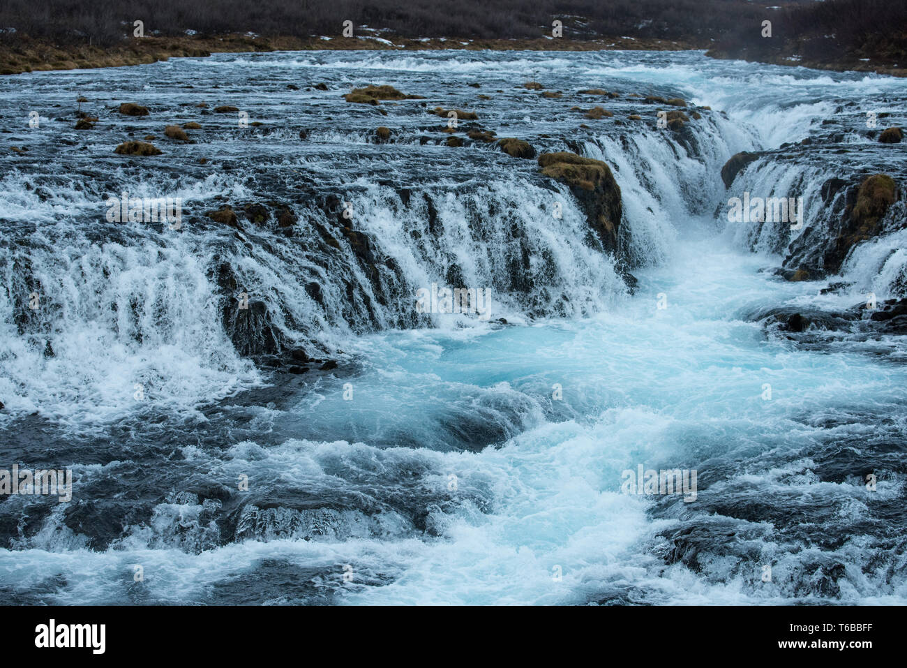 waterfall Bruarafoss Iceland Stock Photo