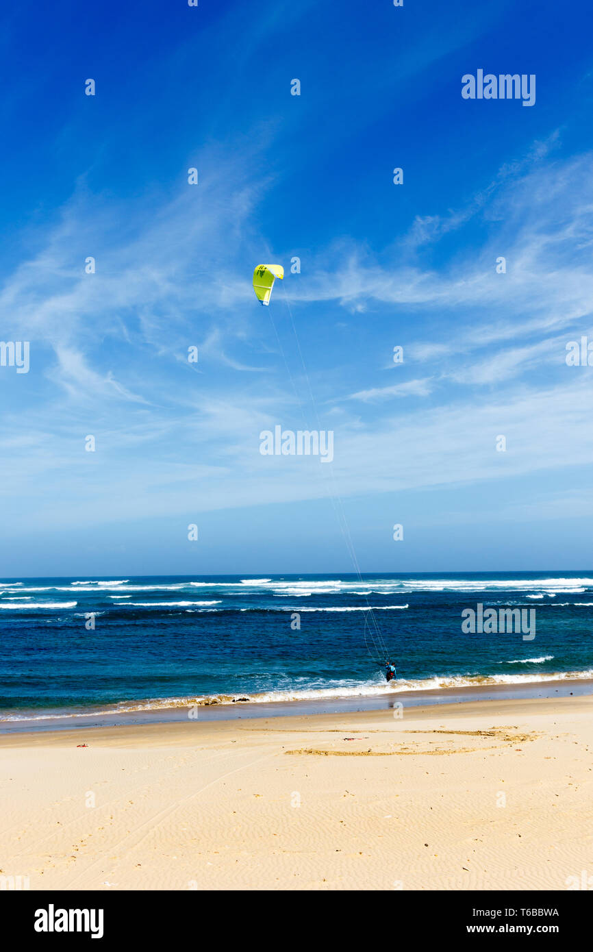 Kitesurfing at the beach Stock Photo