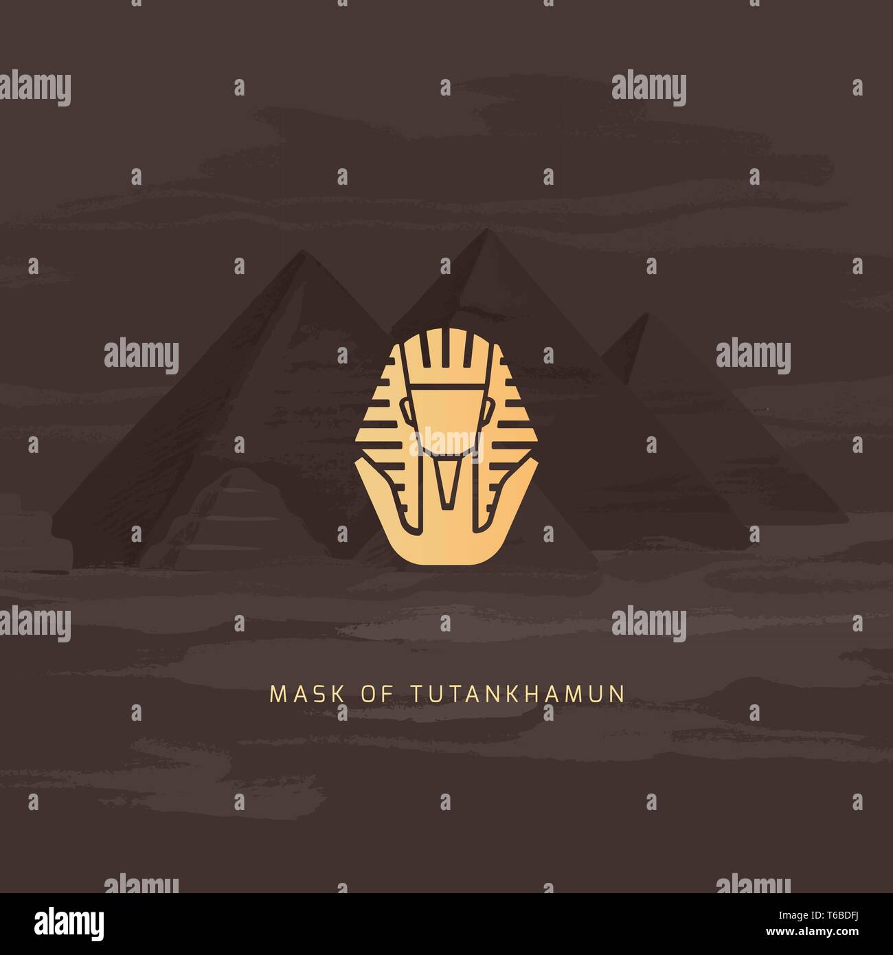Burial Mask Illustration Egyptian golden pharaohs mask icon flat ...