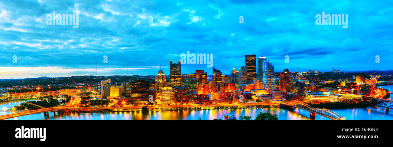 Panoramic aerial overview of Pittsburgh Stock Photo