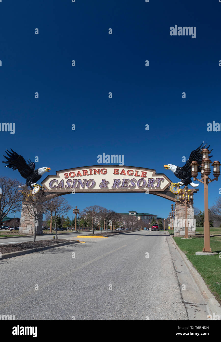 Mt. Pleasant, Michigan - The Soaring Eagle Casino and Resort, operated by the Saginaw Chippewa Indian Tribe of Michigan. Stock Photo