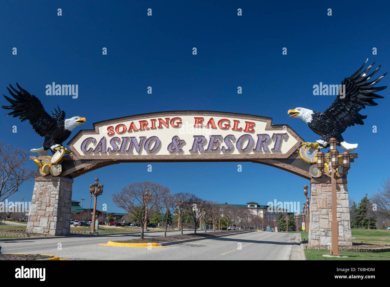 Mt. Pleasant, Michigan - The Soaring Eagle Casino and Resort, operated by the Saginaw Chippewa Indian Tribe of Michigan. Stock Photo