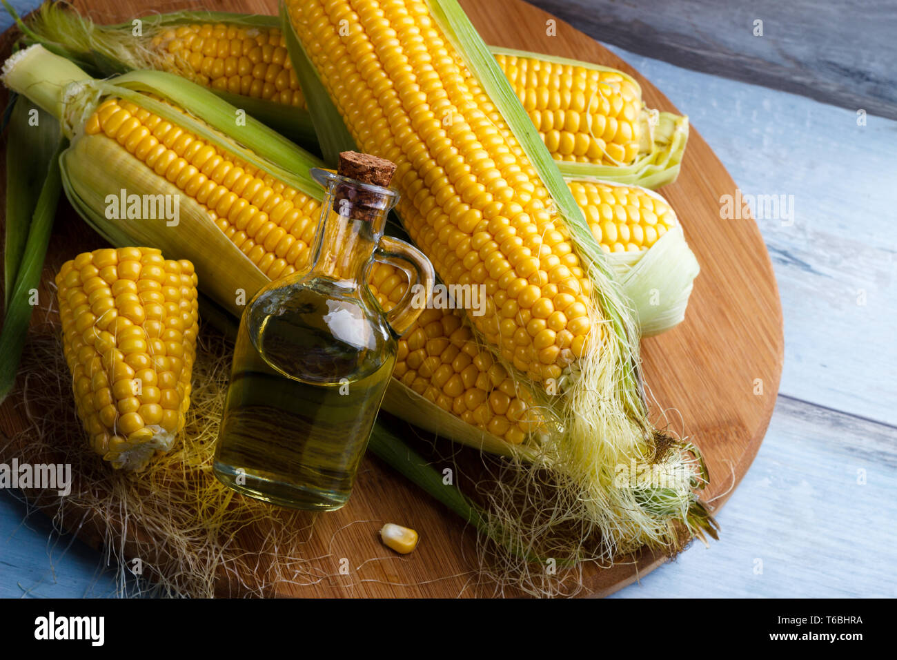 Fresh corn oil Stock Photo