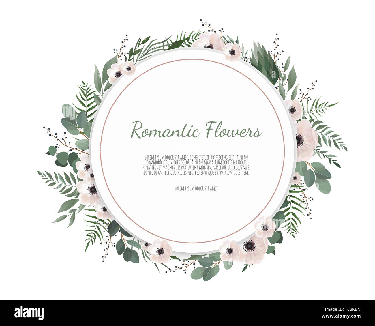 Floral Wreath With Green Eucalyptus Leaves Flower Rose Anemone