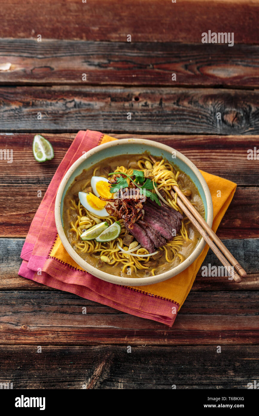 Malay Mee Rebus With Beef Eg And Onion In A Bowl Copy Space Stock Photo Alamy