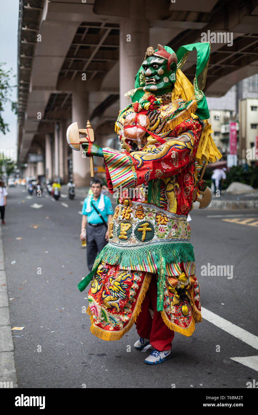 Qianliyan, who sees a thousand miles or li, a Chinese sea and door god, one of the eight heavenly generals and guardian of the Sea Goddess Mazu. Stock Photo