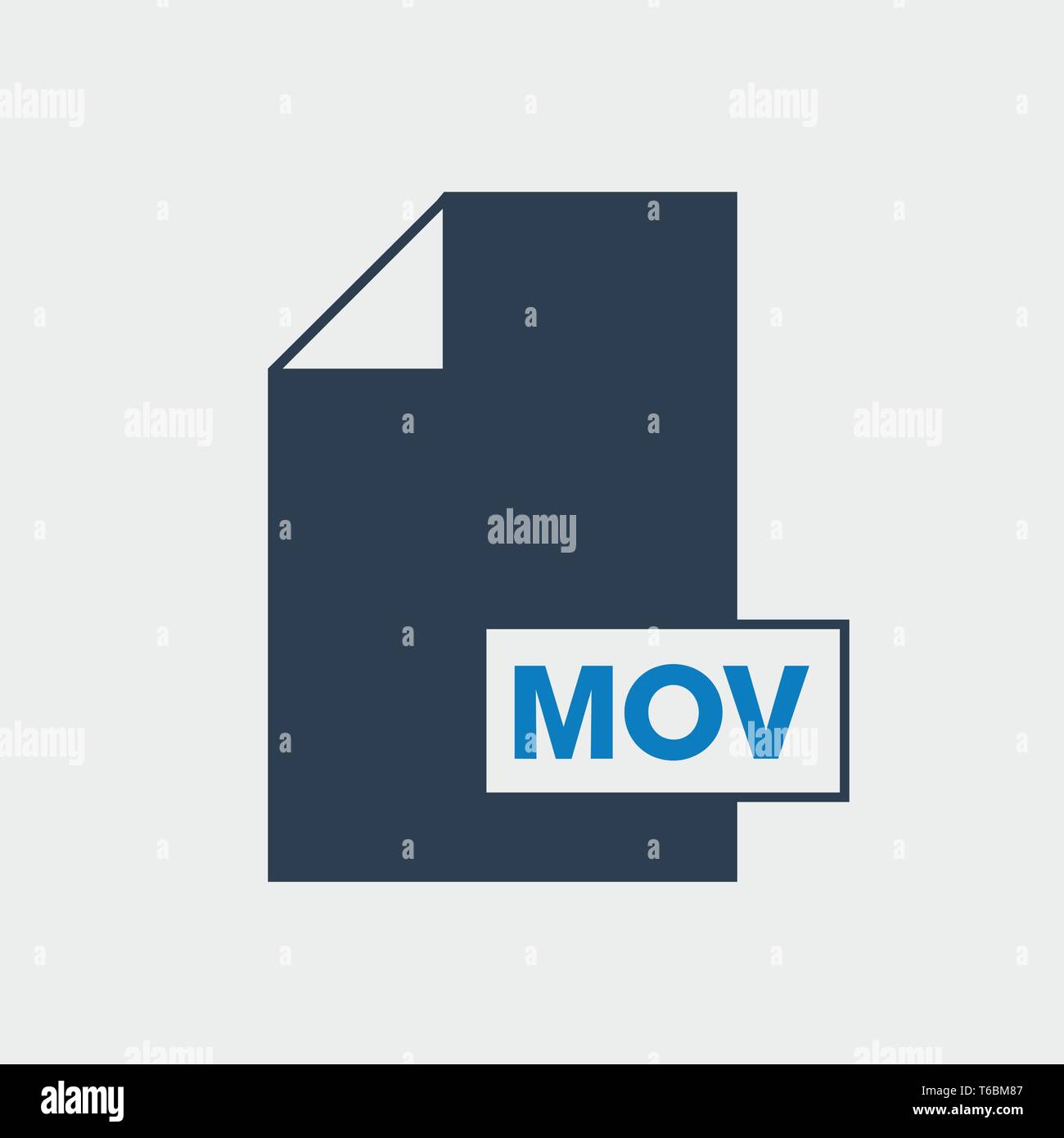 MOV file icon on gray background. Stock Vector