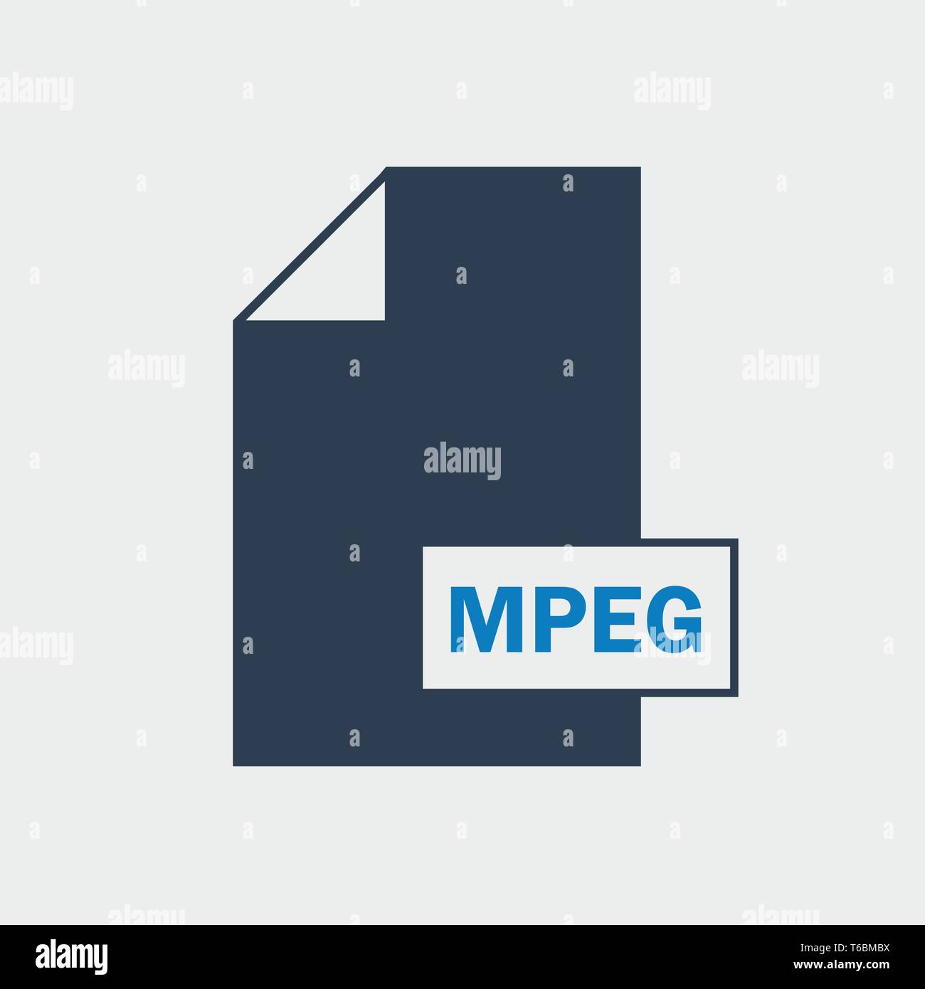 MPEG file format Icon on gray Background. Stock Vector