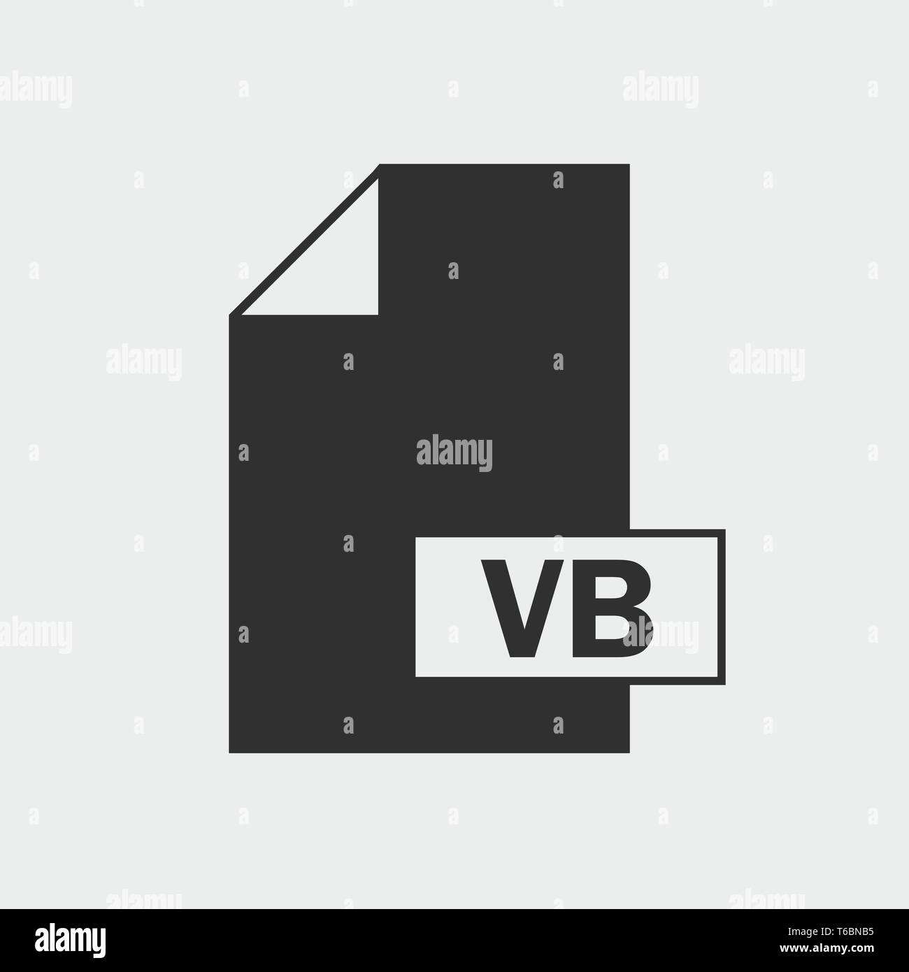 Visual Basic (VB) file format icon on gray background. Stock Vector