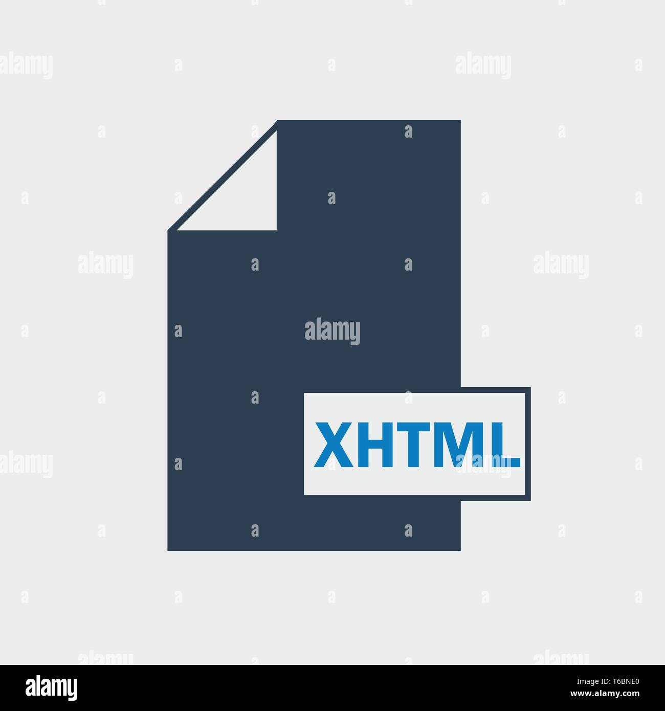 Extensible Hypertext Markup Language (XHTML) file format icon on gray background Stock Vector