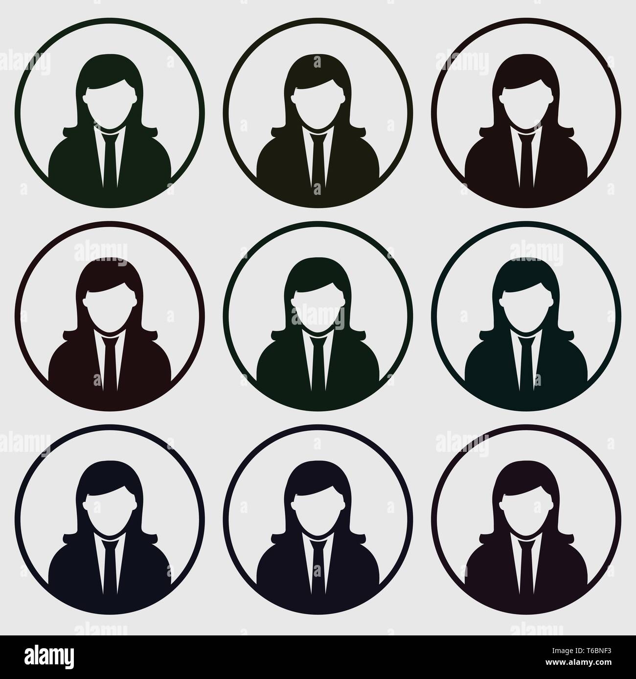 Profile Icon Set. Different colors peoples on gray background Stock ...