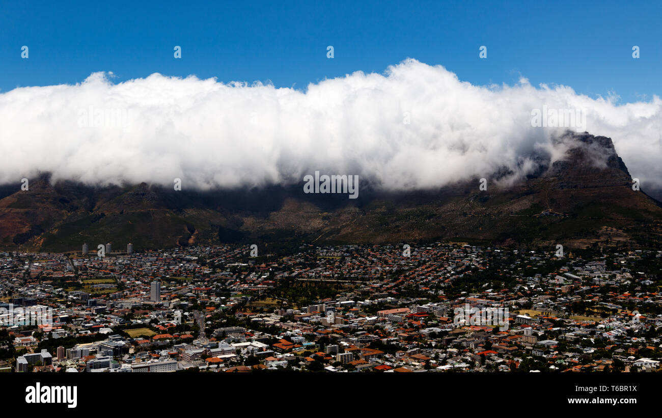 Table Mountain Covered in Cloud Stock Photo