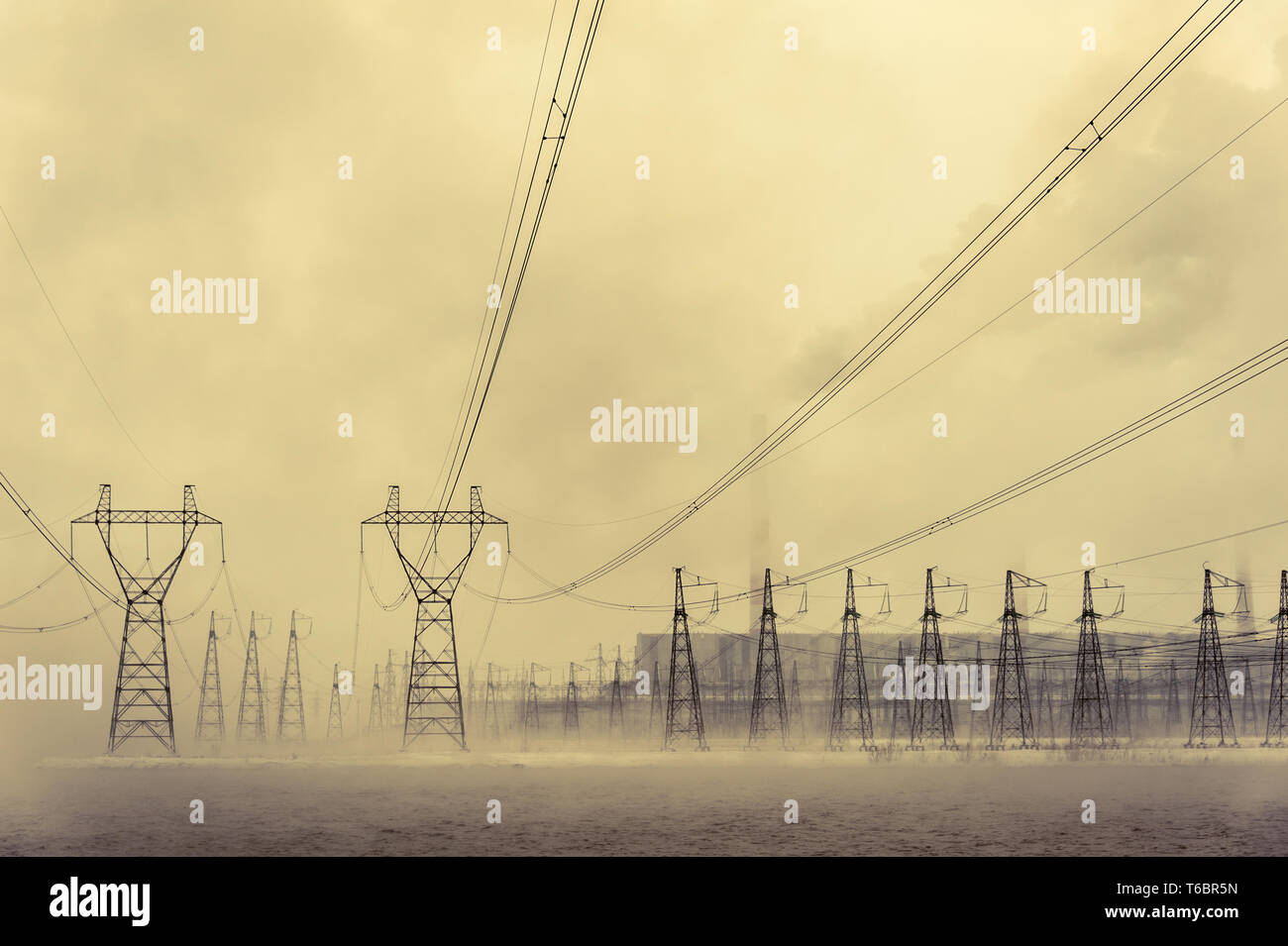 Hight voltage power transmission tower Stock Photo