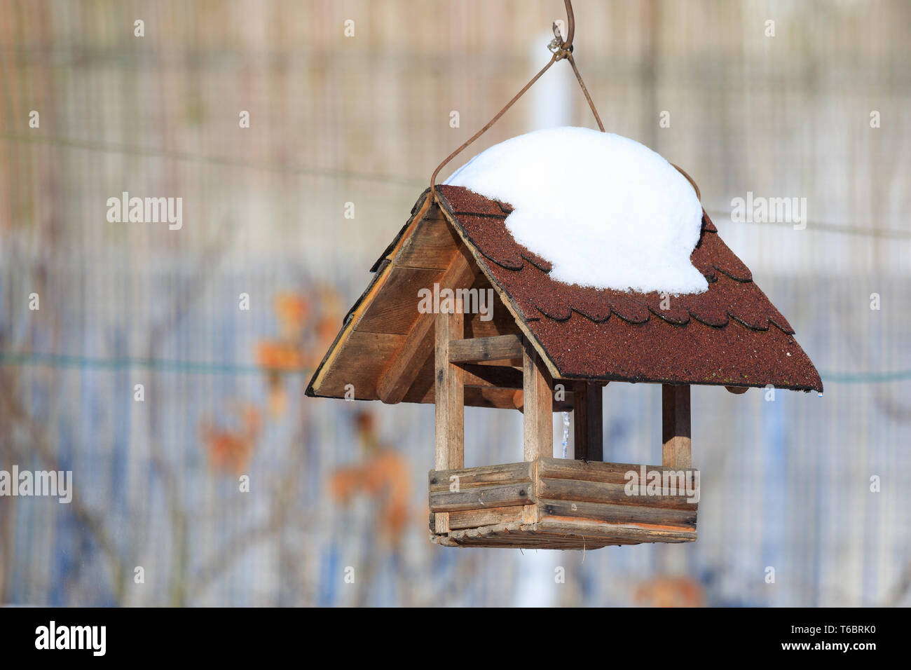 birdhouse in winter garden Stock Photo Alamy