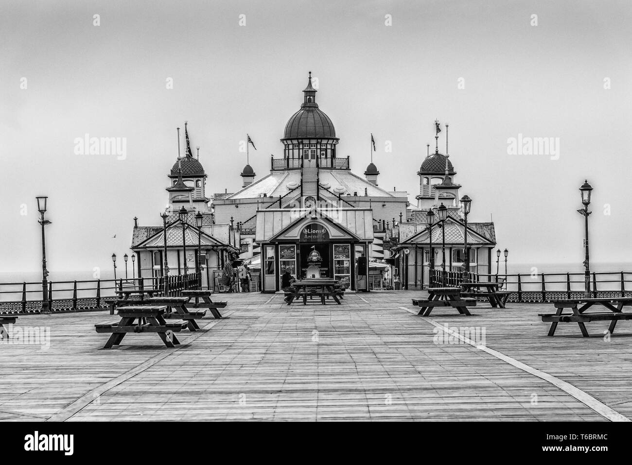 Eastbourne. The promenade and pier at the popular holiday resort of Eastbourne on the East Sussex coast of southeast England Stock Photo